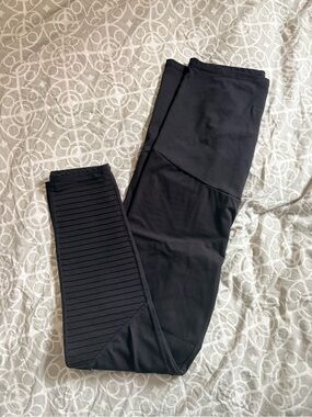 Black Ribbed maternity Panel Leggings size L